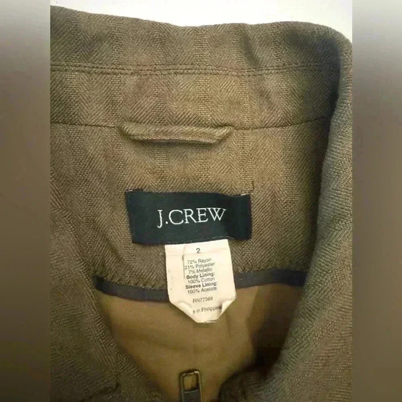 J. CREW Womens Flight Jacket Olive Green Anorak Utility Jacket, Size 2 - Picture 9 of 10
